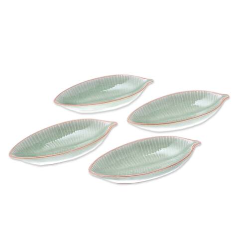 Novica Handmade Festive Banana Celadon Ceramic Appetizer Bowls (Set Of 4)