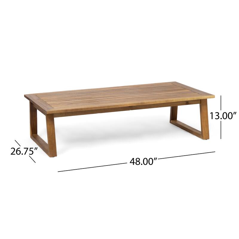 Roomfitters Belgian Outdoor Loveseat and Coffee Table Set, Modern Patio Furniture, Durable Acacia Wood Frame