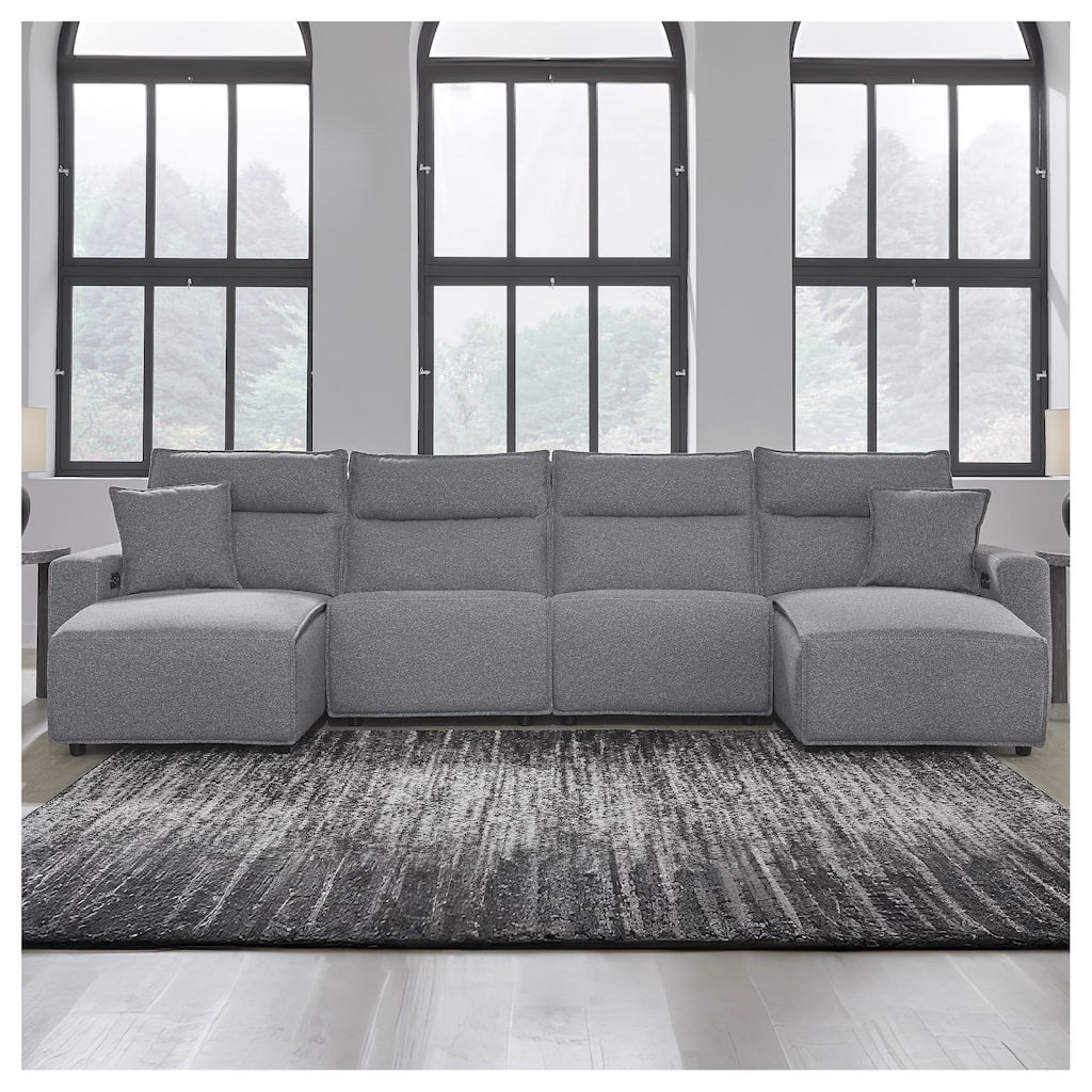 Signature Design by Ashley Modmax Gray 4-Piece Power Reclining Sectional with Chaise - 150" W x 63" D x 41" H