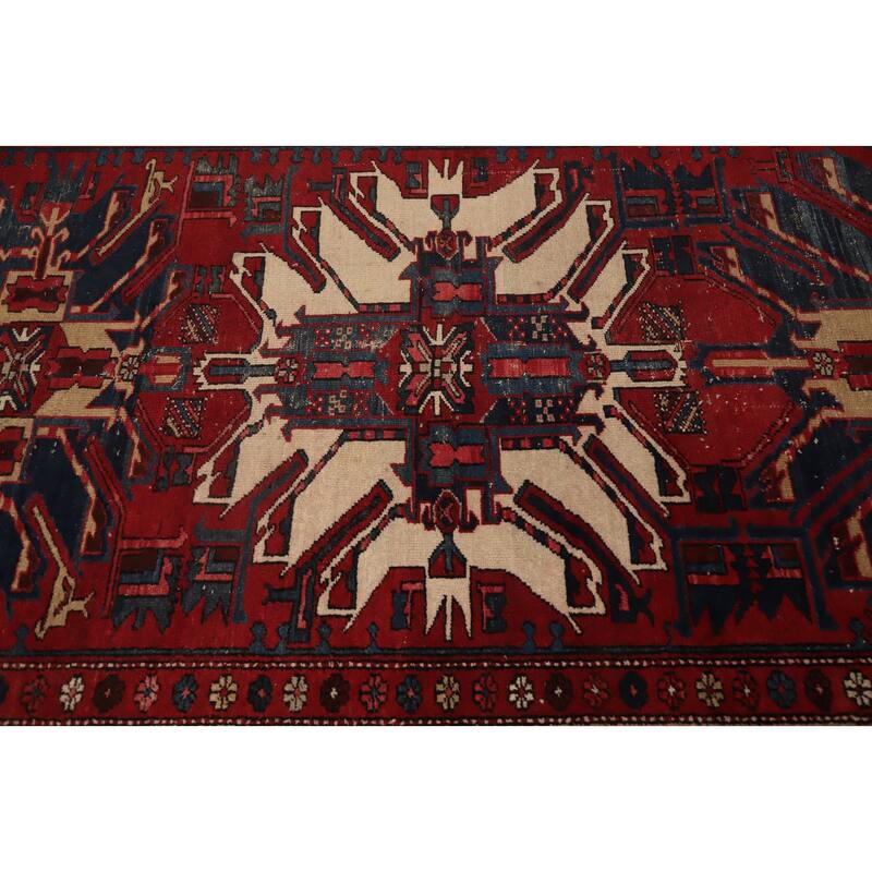 Hand Knotted Oriental 100% Wool Carpet Traditional Tribal Red Gharajeh Area Rug - 13' 8'' X 5' 1''