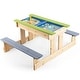 preview thumbnail 1 of 8, Gymax 3-in-1 Kids Picnic Table Outdoor Wooden Water Sand Table w/ Play - See Details Natural + Green + Gray - See Details