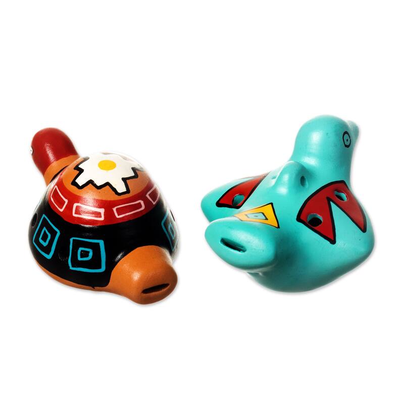 Novica Handmade Night Chant Ceramic Ocarinas (2 Pieces)