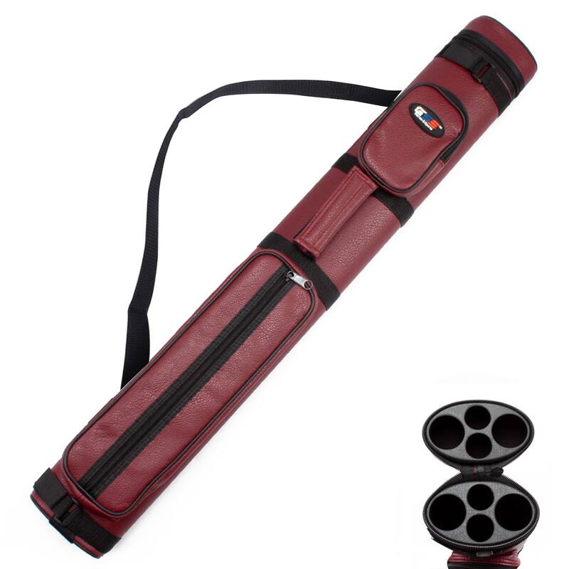 GSE™ 2x2 Oval Hard Billiard Pool Cue Stick Carrying Case, Billiard Cue Case Holds 2 Butts/2 Shafts (5 Colors) - Burgundy