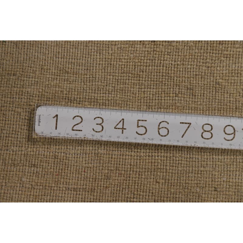 Modern Muted Yellow Gabbeh Runner Rug Hand-Knotted Wool Carpet - 2'8" x 9'8"