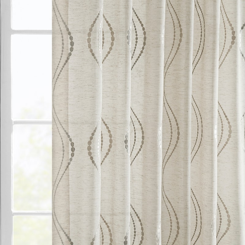 Exclusive Fabrics Suez Embroidered Faux Linen Sheer Curtain (1 Panel)