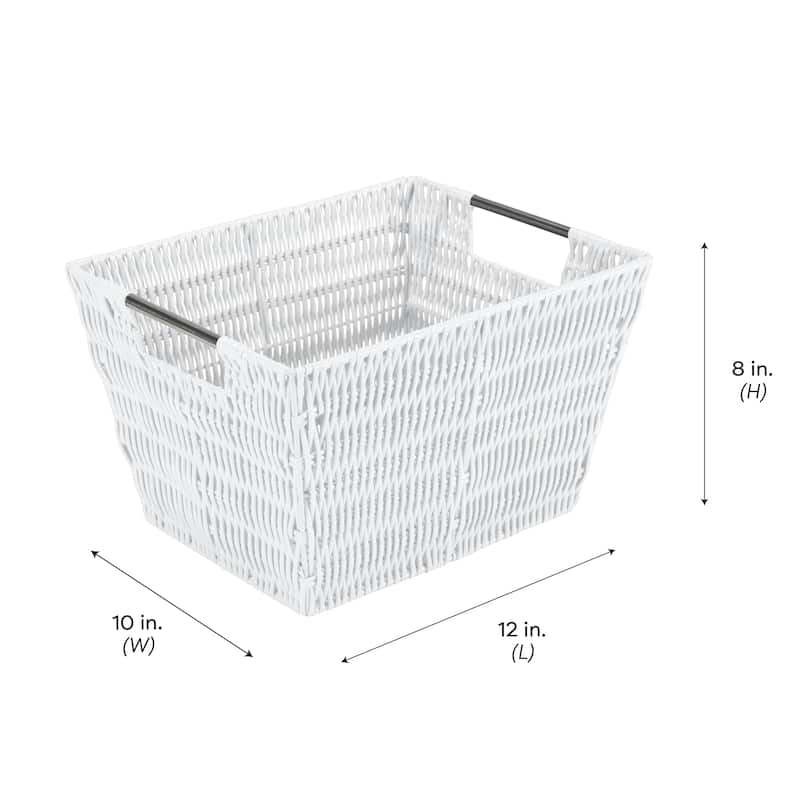 Simplify Medium Rattan Storage Tote Basket in Charcoal