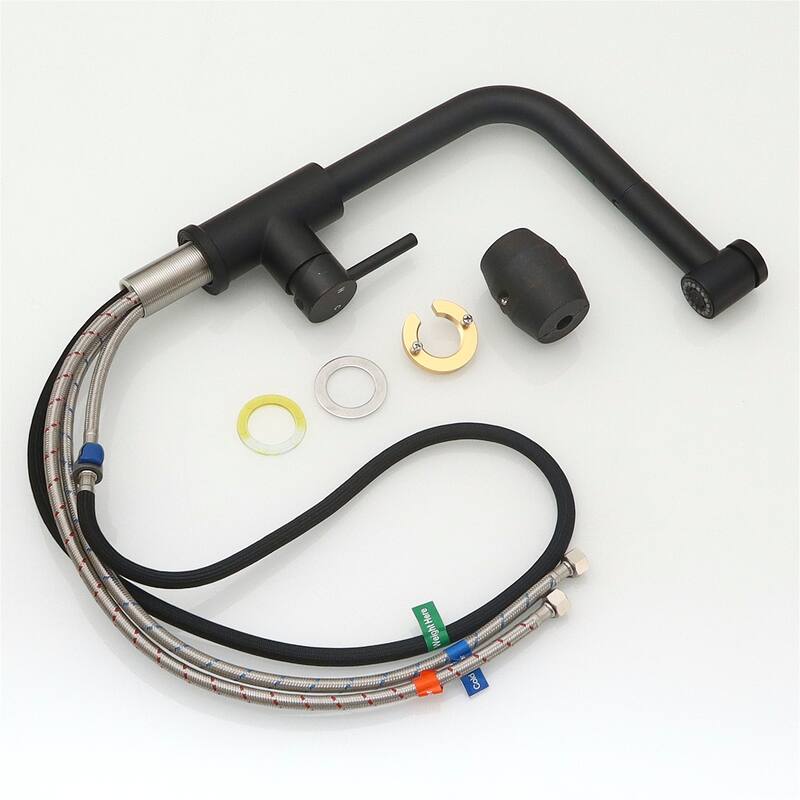 Black Pull-Down Kitchen Faucet w/ Sprayer - Mini Bar Prep Sink Faucet