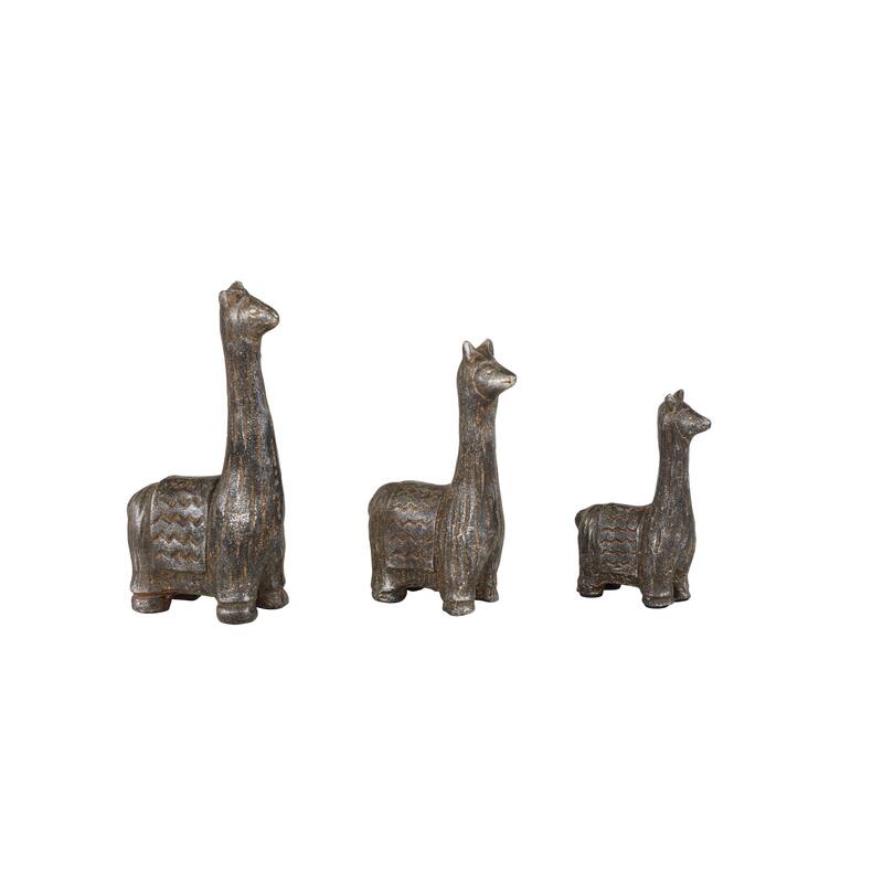 Metal Llama Decorative Sculpture - Set of 3 Black - Roche River Decor