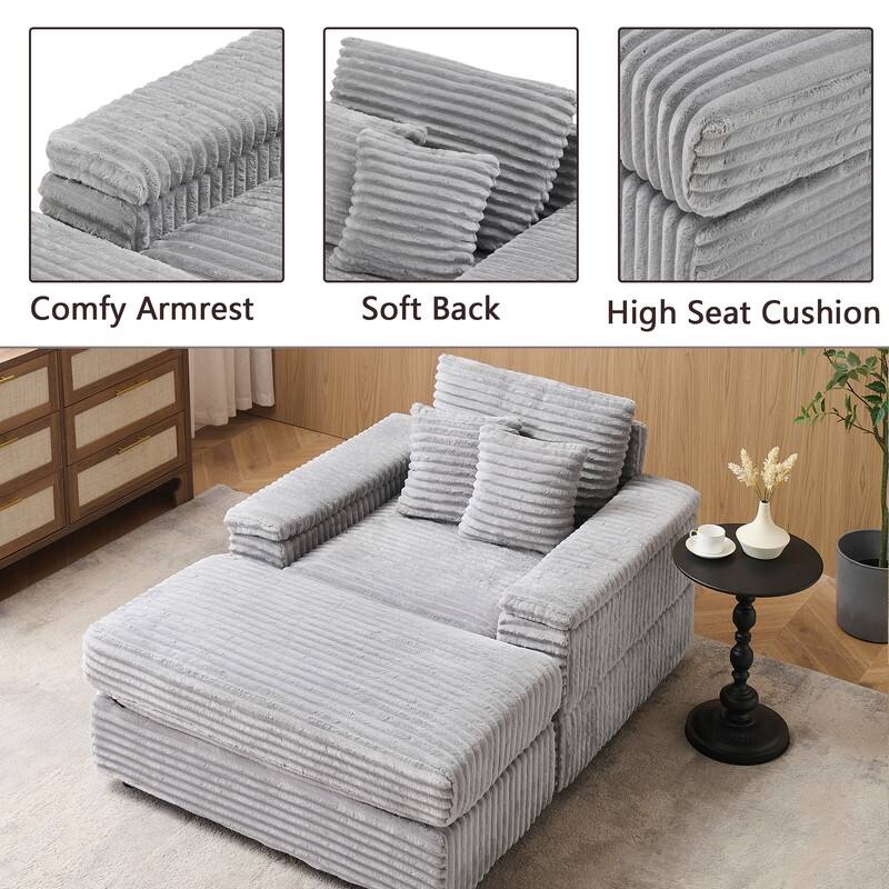Corduroy Single Sofa+Ottoman, Cup Seats and No Cup Seats