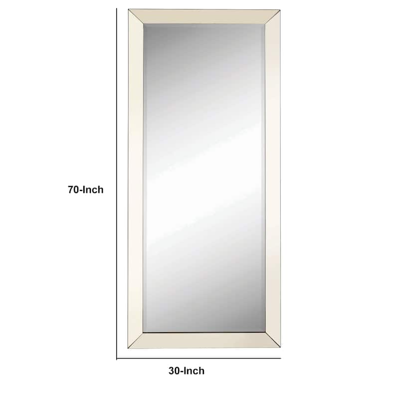 Rectangular Shaped Floor Mirror with Beveled Edge, Silver