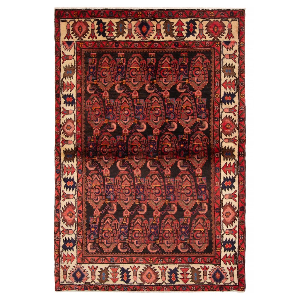 ECARPETGALLERY Hand-knotted Andelz Black Wool Rug - 4'5 x 6'9