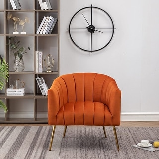 SEYNAR Modern Glam Velvet Accent Vanity Chair with Golden Metal Legs for Living Room by SEYNAR