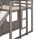 preview thumbnail 8 of 23, Twin Over Twin Loft Bunk Bed Playhouse Bedframe with Slide and Roof