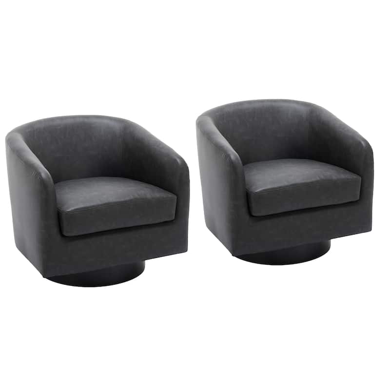 Modern Upholstered Swivel Barrel Club Arm Accent Chair for Living Room