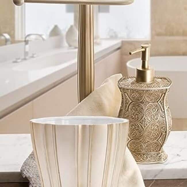 Creative Scents Victoria Syle Beige Bathroom Trash Can - off-white