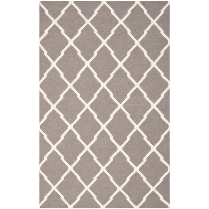 SAFAVIEH Handmade Flatweave Dhurries Chiang Modern Moroccan Wool Rug - 4' x 6' - Dark Grey/Ivory