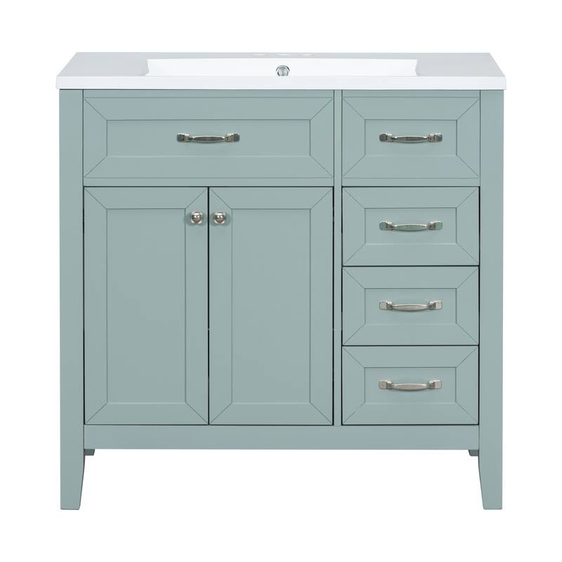 Bathroom Vanity with Sink Top, Wooden Bathroom Sink Cabinet with 3 Drawers, Vanity Set with Soft Closing Doors