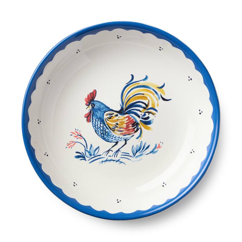 Certified International French Rooster 9" Soup/Cereal Bowls, Set of 4 Assorted Designs - 9.00"L x 9.00"W x 2.00"H