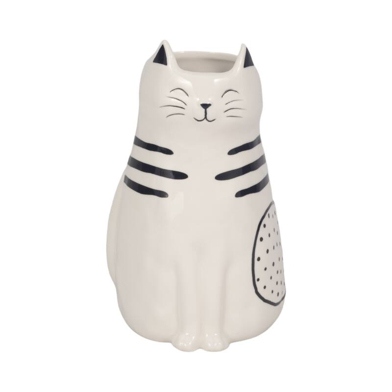 Sagebrook Home Black and White Ceramic Cat Figurine