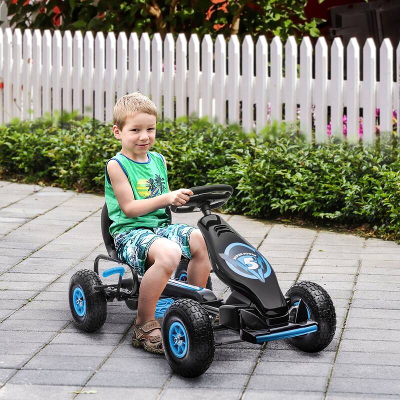 Pedal Go Kart for Kids 5-12 Years, Ergonomic Seat, Suspension System & Handbrake, Rubber Wheels