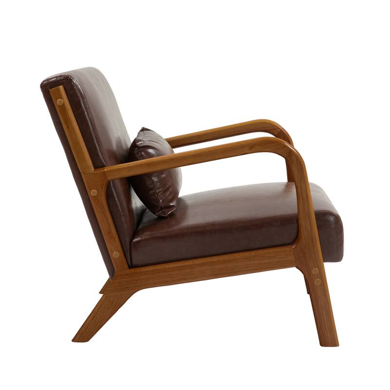 Mid-Century Modern Upholstered Accent Chair with Wood Frame