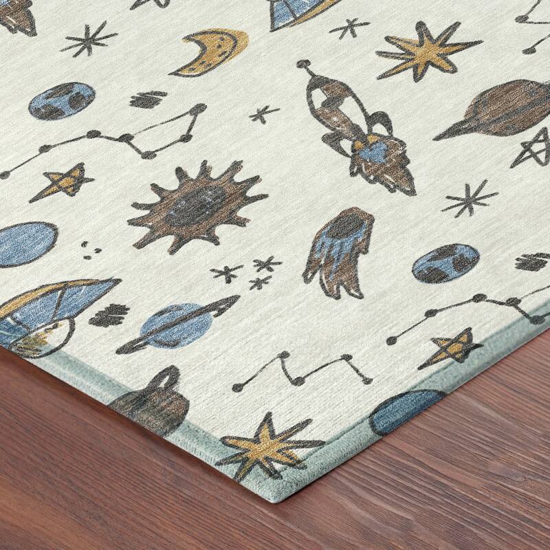 Machine Washable Indoor/ Outdoor Spaceship Chantille Rug