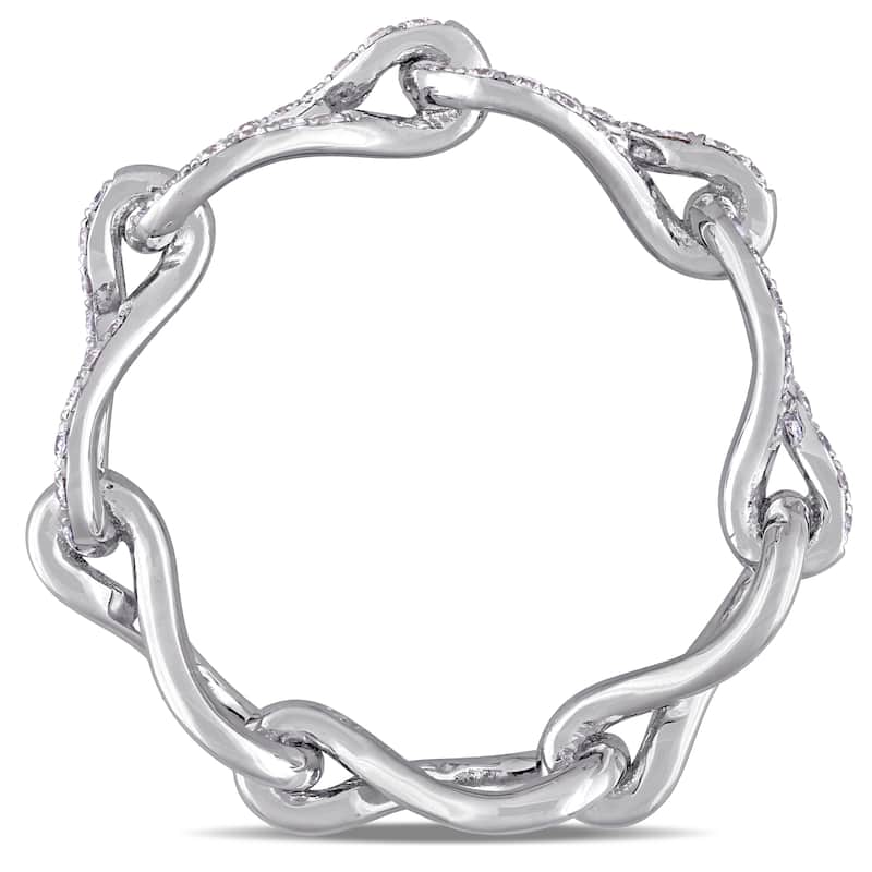 Miadora 14k White Gold 1/2ct TDW Diamond Linked Eternity Ring