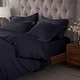 preview thumbnail 7 of 86, Superior Egyptian Cotton 400 Thread Count Solid Duvet Cover Set King/California King - Navy Blue