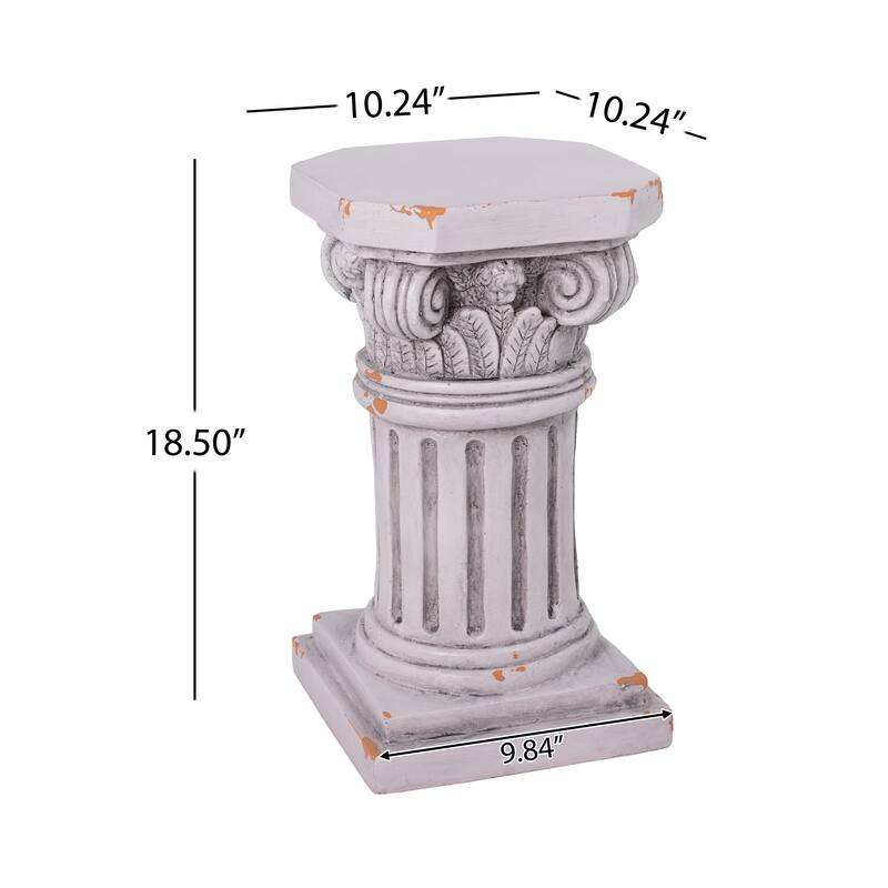 Christopher Knight Home - 18.50"H Classical Ionic MGO Pedestal Plant Stand Side Table for Indoor & Outdoor