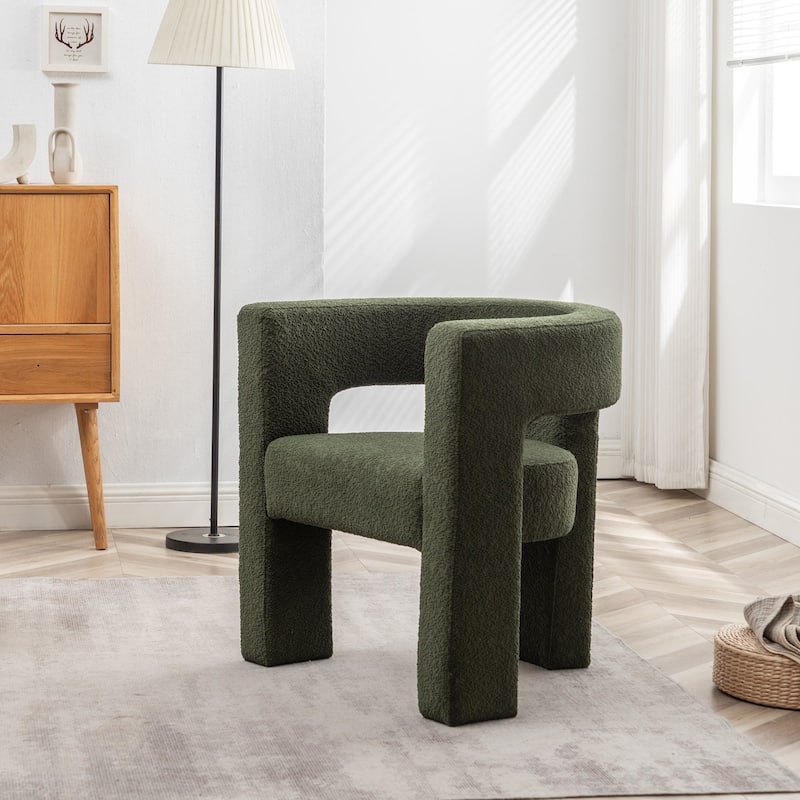 KINWELL 28" Wide Boucle Upholstered Square Armchair