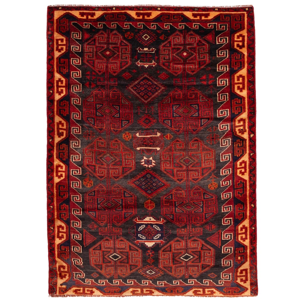 ECARPETGALLERY Hand-knotted Melis Vintage Black, Red Wool Rug - 5'2 x 7'2