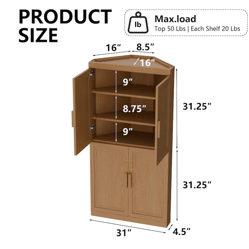62 " Corner Cabinet Free-Standing Storage Organizer
