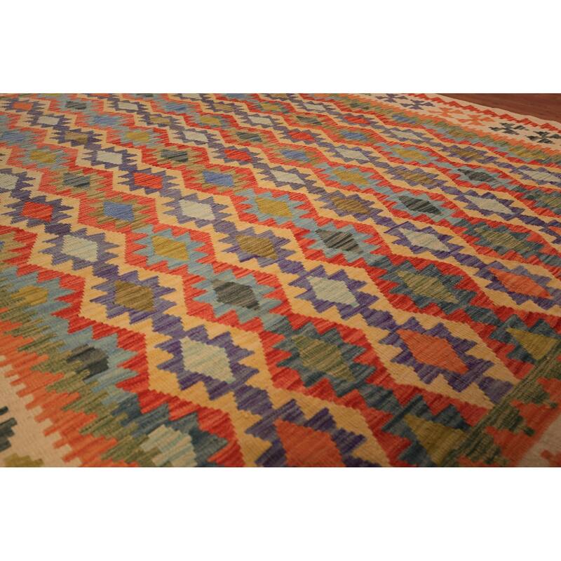 Kilim Oriental Area Rug Living Room Flatweave Wool Carpet - 8'2" x 9'8"