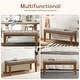preview thumbnail 37 of 57, Button-Tufted Bench for End of Bed, Entryway Bench Beige/ Black/ Brown Solid Wood, Leather, Fabric 44-inch