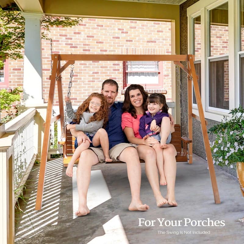 2-Person Carbonized Solid Wood Porch Swing Stand (without hanging swing)