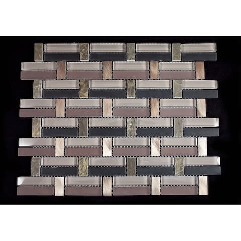 TileGen. Random Sized Mixed Material Mosaic Tile in Brown Wall Tile (10 sheets/10.6sqft.)