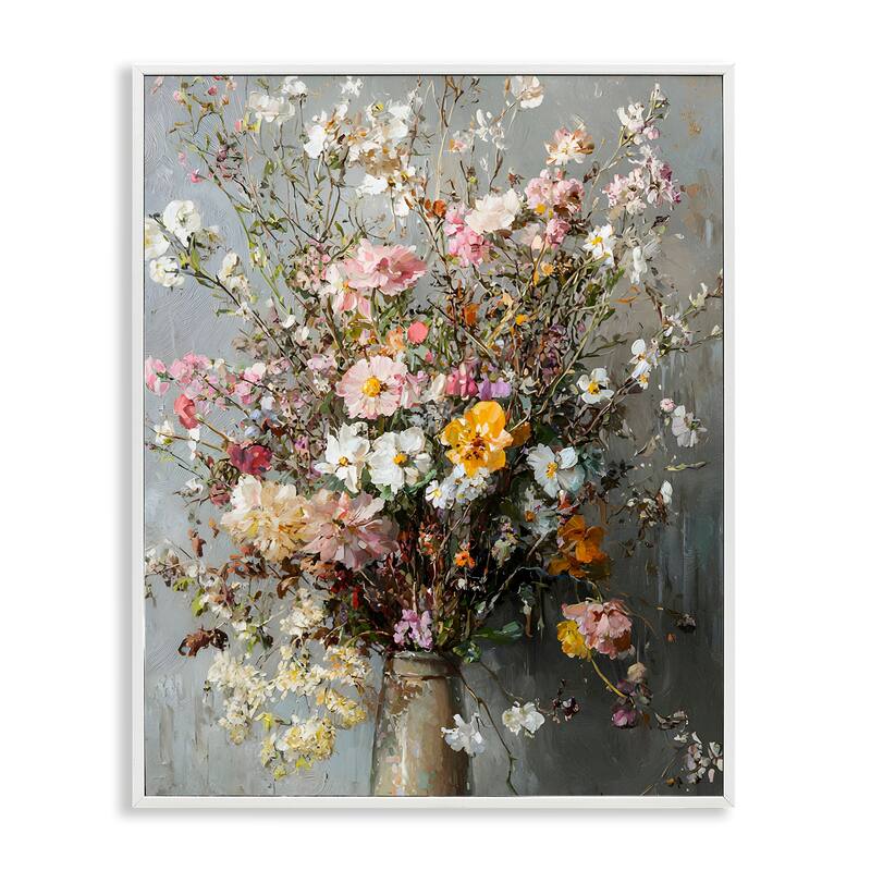 Stupell Overflowing Spring Flowers Framed Giclee Art Design By Franklyn Gregory - 16 x 20 - White