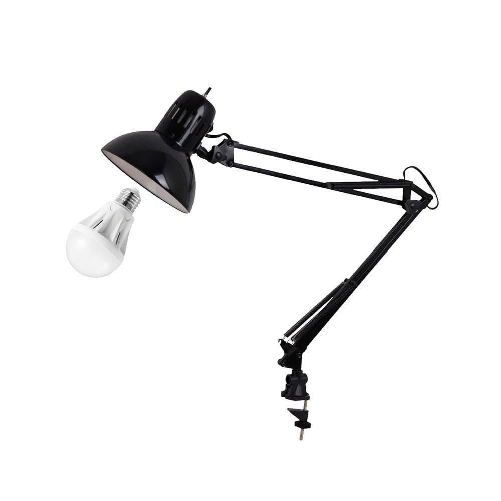 Maak een naam ik betwijfel het Internationale Metal Swing Arm LED Desk Lamp with Clamp, Adjustable, 7W, 595 Lumens, Black  - Overstock - 21625800