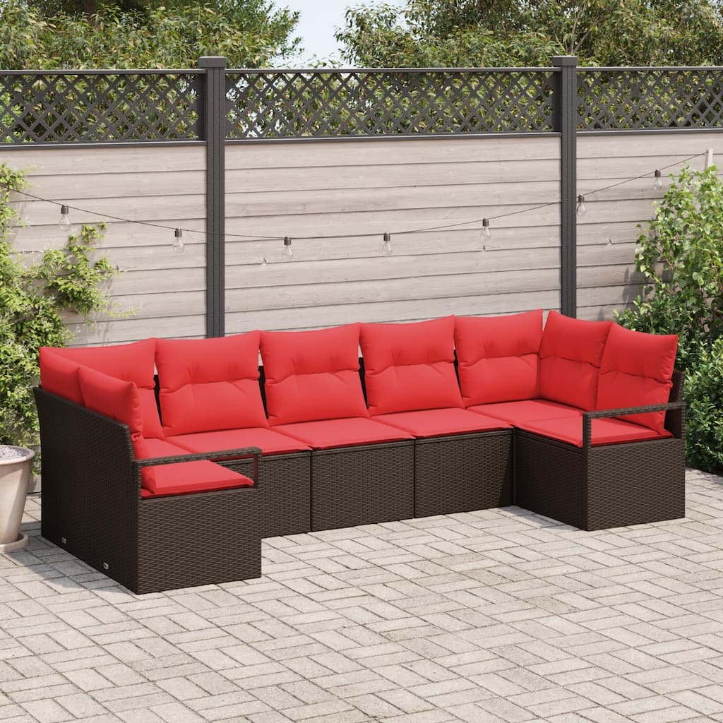 vidaXL 7 Piece Garden Sofa Set with Cushions - 113.8×48×27.2