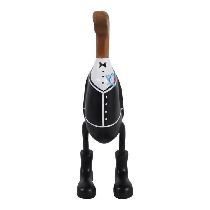 Decorative Wooden Wedding Duck Figurine Sculpture - 16.0"