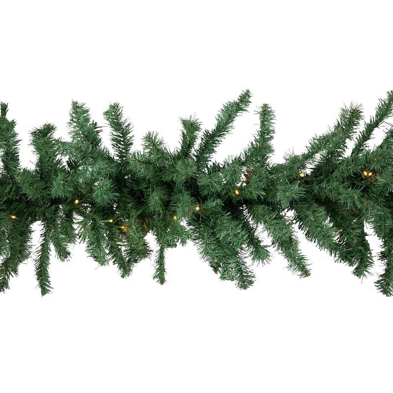 27' x 20" Pre-Lit Green Artificial Pine Christmas Garland Warm White LED Lights