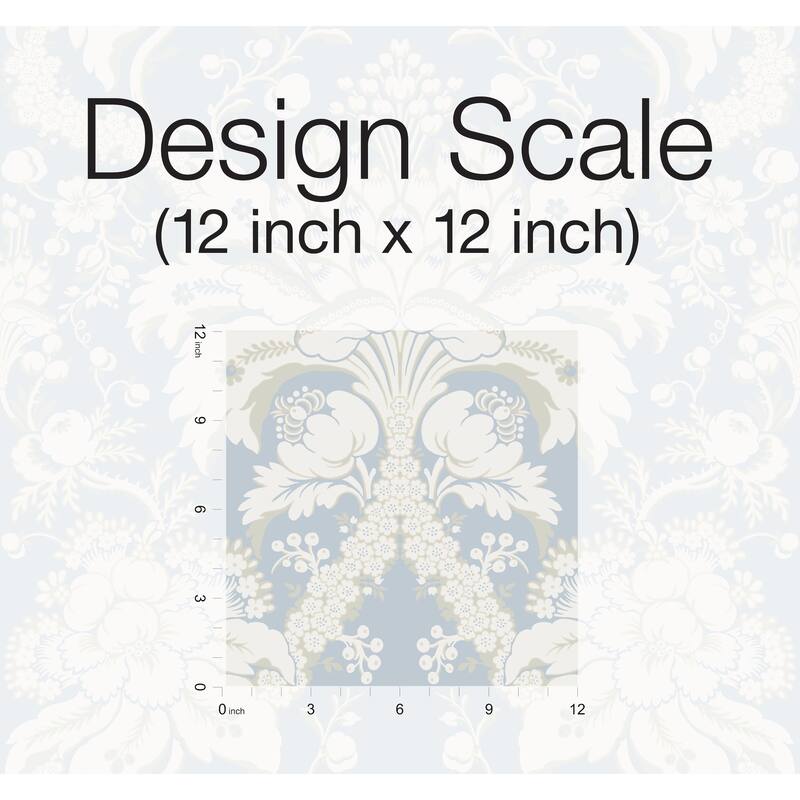 Forbach Blue Sure Strip Prepasted Damask French Artichoke Dam Wallpaper Covers about 60.75 sq. ft.