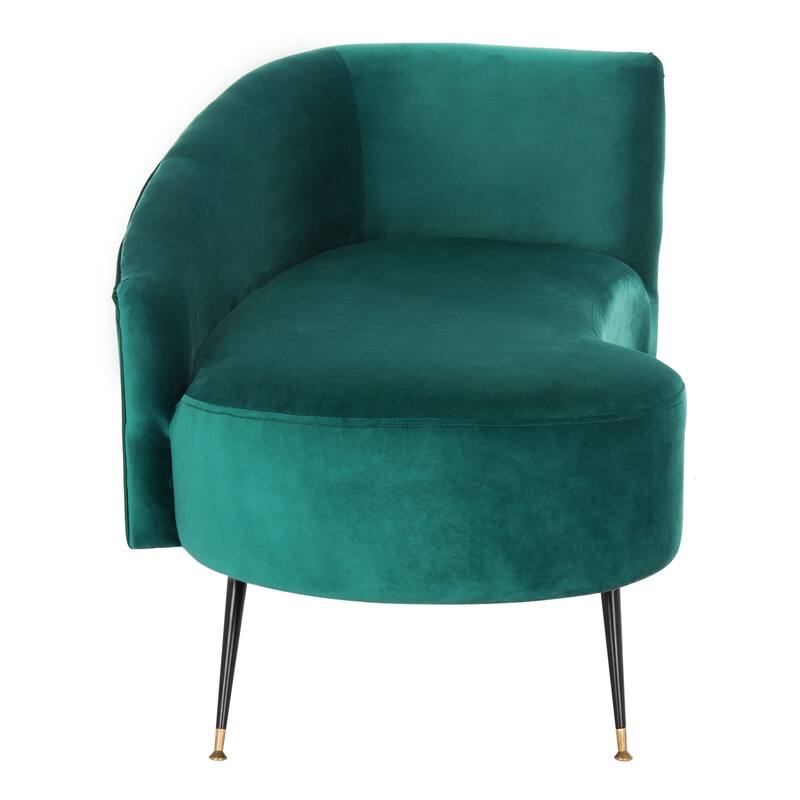 SAFAVIEH Helgrit Black/Gold Velvet Retro Glam Settee - 57.5" W x 27" D x 28" H - 58Wx27Dx28H