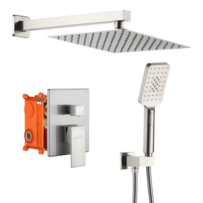3-Spray Patterns 10 in. Wall Mount Pressure Balance Dual Shower Heads