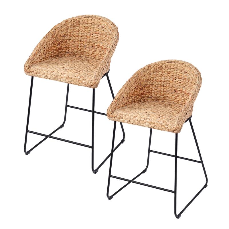 SEI Furniture Langston Coastal Natural Woven Fiber Stools