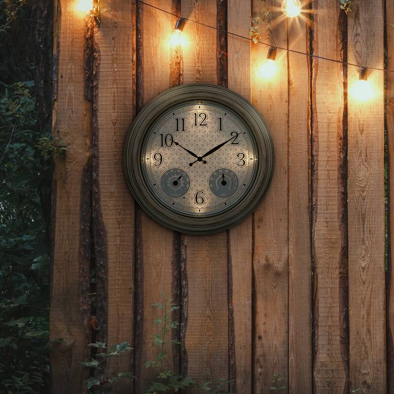 La Crosse 435-3239-INT 15.5" Outdoor Lighted Leaves Quartz Wall Clock