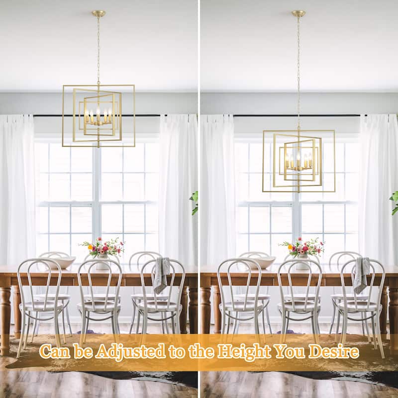 25.59inch 5 Lights Modern Chandelier with 4 Metal Frames 360 Degree Adjustable for Different Rooms