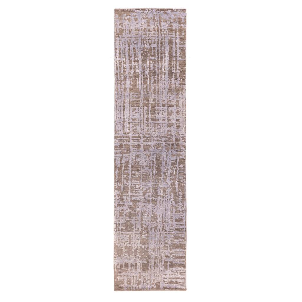 ECARPETGALLERY Hand-knotted Legacy Taupe Silk, Wool Rug - 2'6 x 9'10