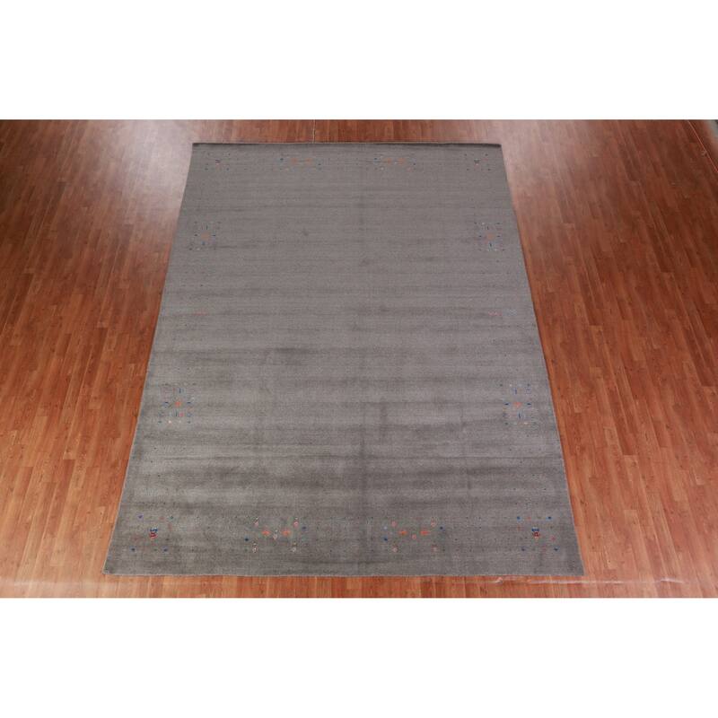 Tribal Gabbeh Indian Area Rug Hand-Knotted Contemporary Wool Carpet - 8'11" x 12'1"