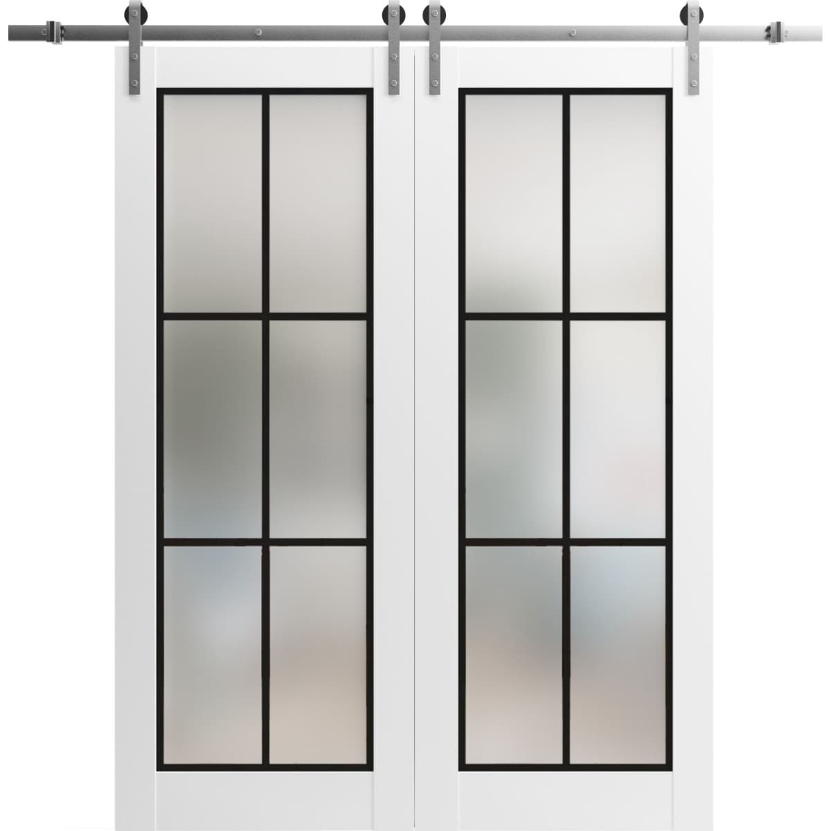 SartoDoors Planum 2122 | Closet Door Double Barn Door | Solid Wood | Hardware Set | 36x80, White Silk Bedroom Door Bathroom Door
